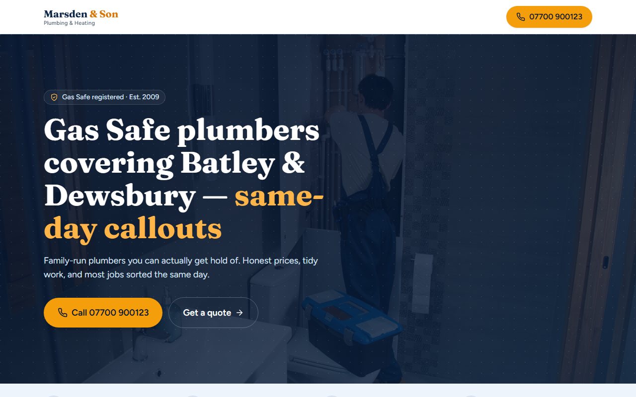 Marsden & Son Plumbing — example website